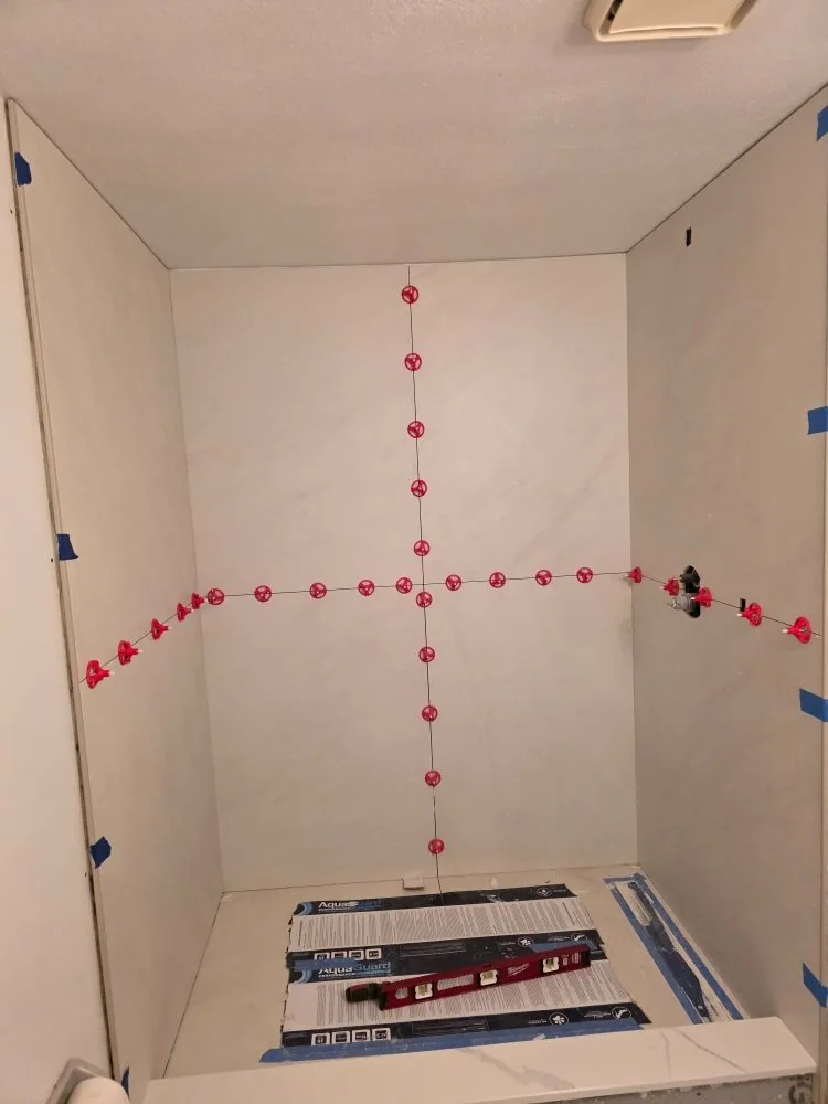 Shower Tile Installation — In Progress